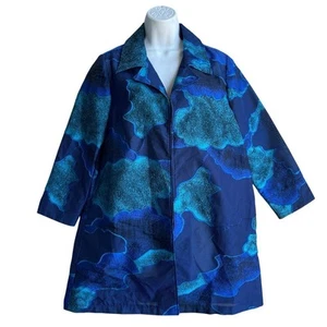 BEREK Blue Floral Formal Evening Jacket Size M Long Sleeve Jacquard  - Picture 1 of 5