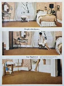 Bigelow Alfombras y Alfombras Lujosas Ámbar Brillo Cama y Baño Anuncio Impreso Vintage 1965 - Imagen 1 de 4