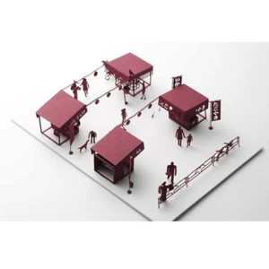 TERADAMOKEI 1/100 ARCHITECTURAL MODEL ACCESSORIES SERIES No.51 Festival Stalls 1 - Picture 1 of 6