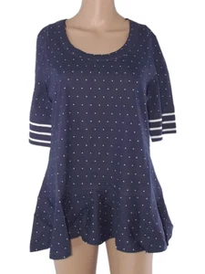 Bonprix Blusa Mujer Azul Con Lunares 46 / 48 52 / 54 58 / 60 Algodón Manga 3/4 - Bild 1 von 6