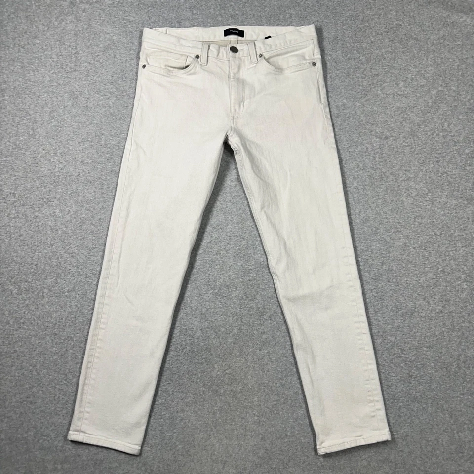 Theory Brewster Plaster Denim Jeans Women's Size 32 (31Wx27) High-Rise White - Image 1 of 4