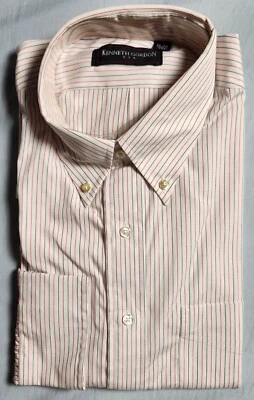 Kenneth Gordon Men's Dress Shirt Striped Cotton Size 16 32 Made in USA - Image 1 of 4