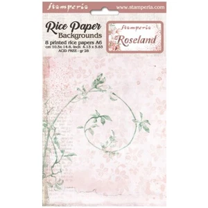 Stamperia A6 RICE PAPER BACKGROUNDS - ROSELAND - 8 SHEETS - 10.5 x 14.8cm - Picture 1 of 9