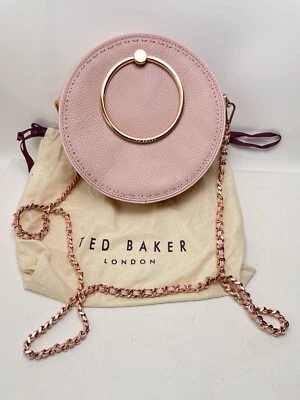 Cartera Bandolera Ted Baker Rosa y Oro Rosa Círculo Cuero con Bolsa para el Polvo Foto 1 de 4