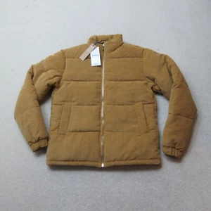 Jack & Jones Puffer Jacket Mens Small Brown Jordalston Corduroy Casual NWT - Picture 1 of 8