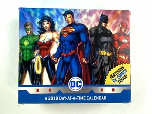 DC Comics 2019 Day-At-A-Time Comic Book Art Desk Calendar Imperfect Box - Picture 1 of 11