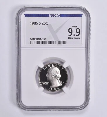 Proof 9.9 UCam 1986-S Washington Quarter 25c NGC X NGCX - Image 1 of 4