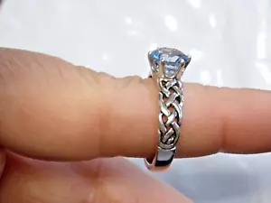 Blue Lab Spinel Size 7 Ring 925 Sterling Silver Braid USA Made 1.50ct - Picture 1 of 9