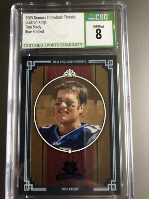 2005 Tom Brady Donruss Gridiron Kings Blue Frame /100 CSG 8 MINT - Image 1 of 3