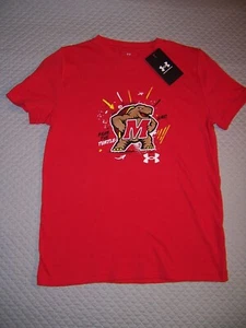 NWT Under Armour Youth M 7/8 Maryland Terrapins T shirt red w/logo New - Picture 1 of 2