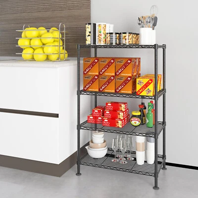4 Tier Adjustable Steel Wire Shelving Rack for Small Space Corner Metal Storage - Image 1 of 4