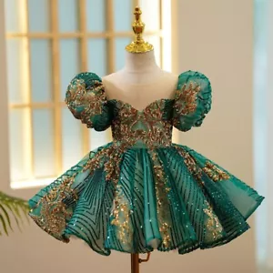 Kids Baby Girls Luxury Sequins Birthday Princess Dress Party Fancy Wedding Dress - Picture 1 of 22