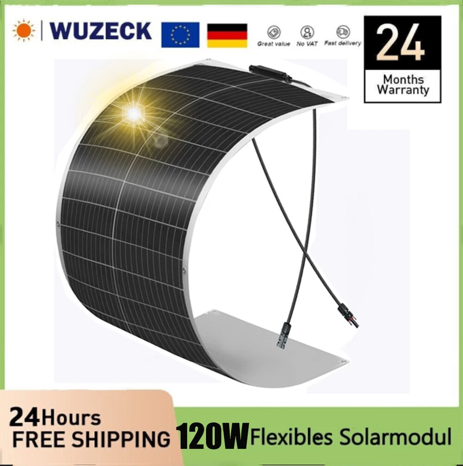  120W 12V Flexible Solar Panel Home Battery Bendable Charging for RV Boat Camp - Bild 1 von 4