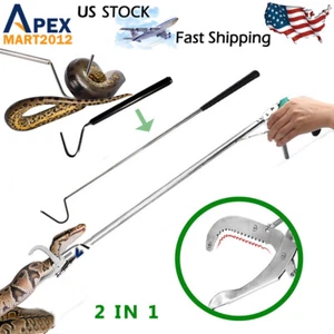 47" Heavy Duty Snake Tongs Hook Reptile Grabber Catcher Wide Jaw Handling Tool - Picture 1 of 15