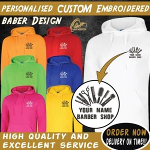 Personalised Embroidered Hoodie Your Text Hair Cutting Beauty Parlour Salon SPA - Picture 1 of 16