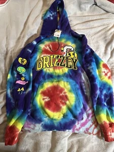 Grizzly Grip tape Smiley World Grande Tie Dye Sudadera con Capucha Aop Grateful Dead Skater Y2k - Imagen 1 de 3