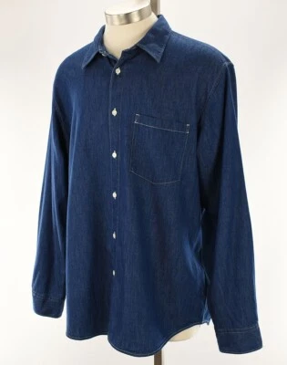 Camisa de Algodón Manga Larga THEORY Para Hombres Indigo Claro NOLL Serge Denim Ligero XL NUEVA CON ETIQUETAS Foto 1 de 2