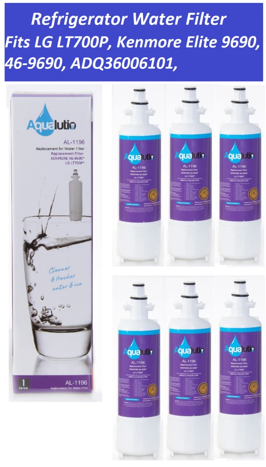 Fit LG LT700P ADQ36006101 ADQ36006102 46-9690 Refrigerator Water Filter 1-6 pack - Image 1 of 4