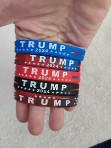 5 Piece Patriotic Silicone Bracelets TRUMP  2024 Presidential Election MAGA - Picture 1 of 8