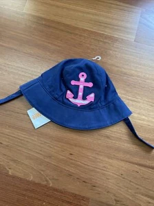 New W/tags Gymboree Hat Size 2T-3T Nautical Anchor Chin Strap - Picture 1 of 8