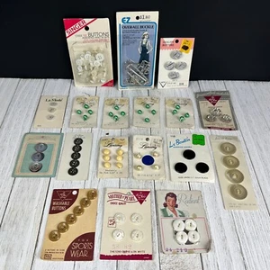 Vintage Button on Card Sewing Lot Deadstock 1940s 1950s 1960s 70s 80s+ Retro VTG - Picture 1 of 15