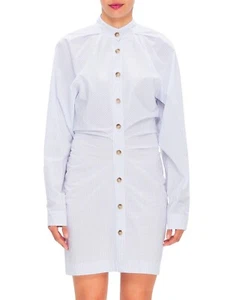 Nanushka Size Small Violet Striped Cotton Shirt Dress blue white long sleeve - Picture 1 of 9