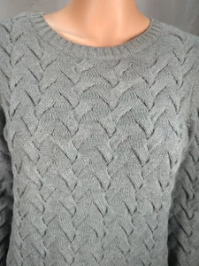 Lands' End Women's Drifter Cable Knit Sweater Sz S Gray 100% Cotton Winter Wear - Picture 1 of 11