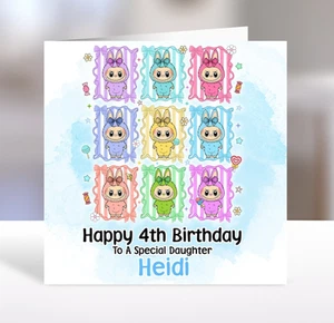 LABUBU Birthday Card - Labubu Toys Birthday Card - Any name and age - Labubu D2 - Picture 1 of 2