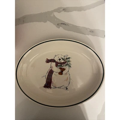 Plato para servir vacaciones Pfaltzgraff oso polar con bufanda 14 pulgadas Foto 1 de 4