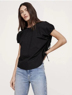 Banana Republic M Oversized Cotton Poplin Cinch Top Black #742602 - Image 1 of 4