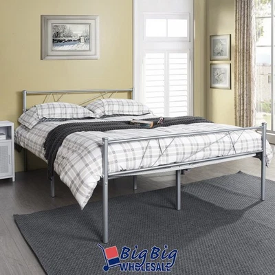 GENIQUA Full Size Metal Bed Frame with Headboard and Footboard/Mattress Foundation Steel
