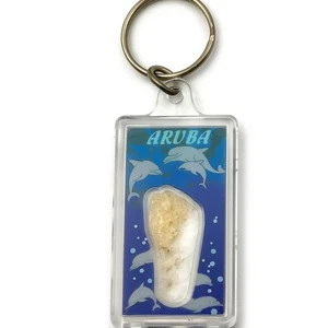 Vintage Aruba Schlüsselanhänger Delfine Design mit echtem Sand Souvenir Karibik - Bild 1 von 5