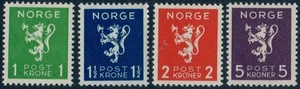 NORUEGA. 1940. #203-206. León Rampante. Juego de 4. VF MNH (PK2677) - Imagen 1 de 2