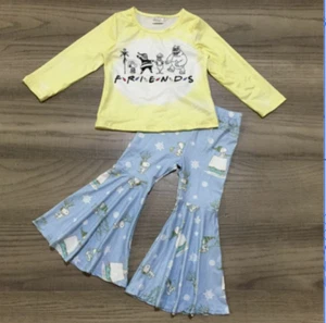 NEW Boutique Friends Grinch Snoopy Santa Jack Bell Bottoms Girls Christmas Outfi - Picture 1 of 2