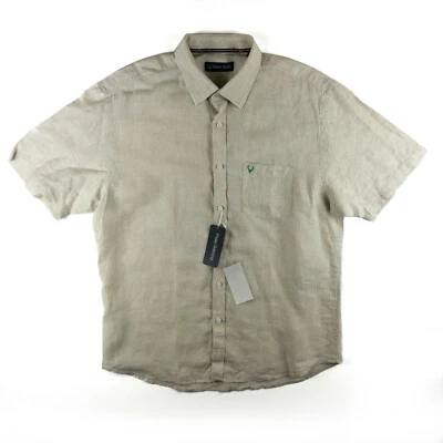 Camisa masculina Allen Solly xadrez bronzeada linho manga curta botão 100% linho tamanho 44 - Imagem 1 de 4