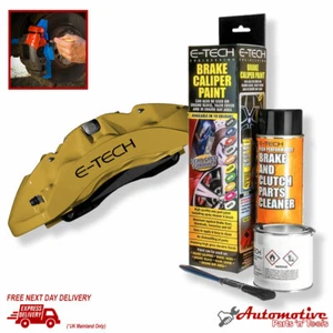 Gold Gloss E-Tech Caliper Paint Kit - Drums Hubs Engine Bay Car Van Lorry Bike - Picture 1 of 4