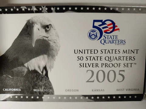 2005-S US Mint State Quarter Silver Proof Set 5 Coins oluu Cover