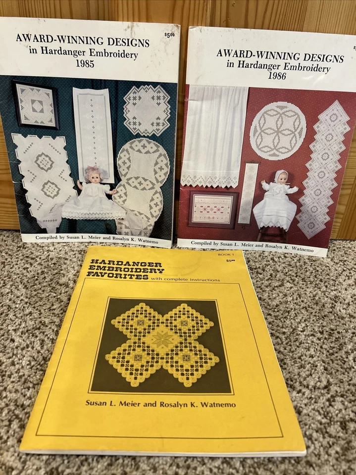 3 Vintage OOP Award Winning Hardanger Embroidery Designs 1985 1986 Favorites - Image 1 of 4