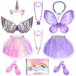 Unicorn & Flower Princess Dress Up Clothes Set for Girls - Tutu, Wings, Shoes... - Picture 1 of 7