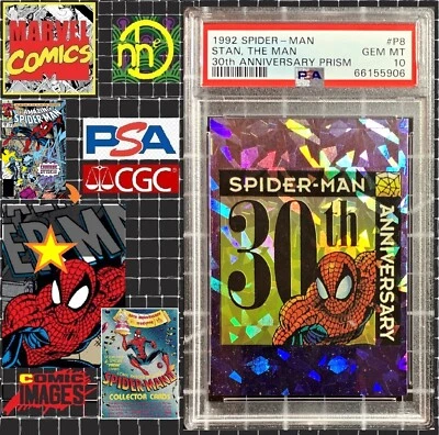 1992 Marvel Comic Images Spider-Man 30th Anniversary Prism #P8 PSA 10 GEM MINT - Image 1 of 4