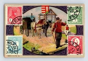 Estampillas postales victorianas de correo de tarjetas comerciales en Hungría de la década de 1910 parte posterior en blanco - Imagen 1 de 2