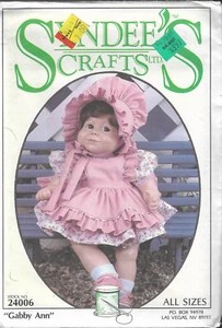 Doll Clothes Pattern-SYNDEE'S CRAFTS-Gabby Ann-10"-16"-21"-Dress-Pants-Bonnet - Picture 1 of 1