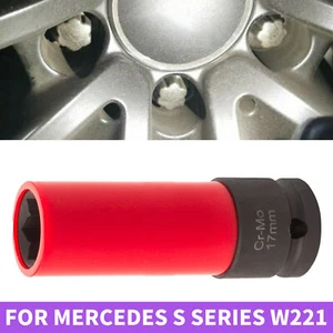 Radmuttern Steckschlüssel Felgenschloß Stern für Mercedes S-Serie W221 17mm Neu - Bild 1 von 12
