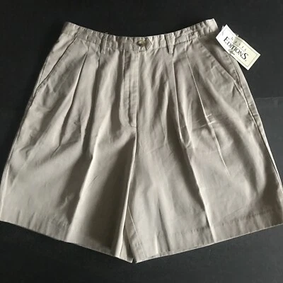 Bermudas para mujer Basic Editions nuevas con etiquetas 100 % algodón W30”L19” caqui Foto 1 de 4