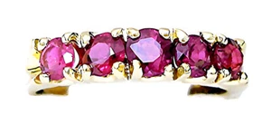 14 Karat Gelbgold Halb Eternity Rund Rubin Bandring - Bild 1 von 6