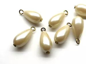 144pc GROSS VINTAGE PEARL DROPS 15x8mm FAUX JAPAN - Picture 1 of 4