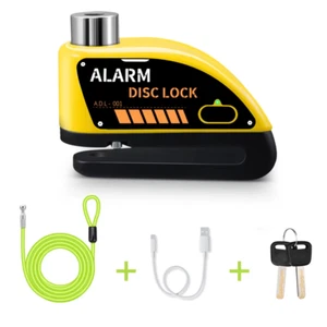 New Bike Motorcycle Alarm Disc Brake Lock 120Db Rechargeable Bicycle Moto anti T - Picture 1 of 22