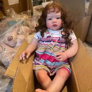 30inch Realistic Reborn Baby Doll Hand-Rooted Curly Hair Toddler Girl Customized - Picture 1 of 3