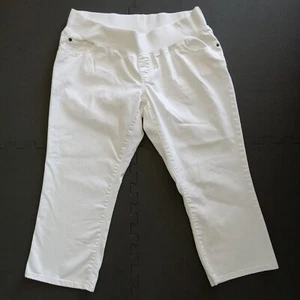 Liz Lange Maternity White Capri Jeans Pants Size 12 Cropped Jeans - Picture 1 of 9