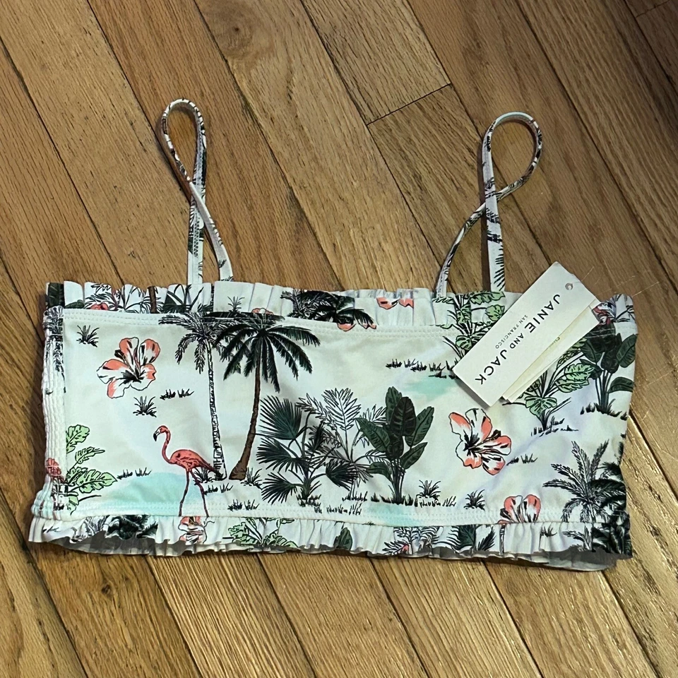 Top de bikini Janie and Jack para niñas con estampado floral blanco talla 18 nuevo con etiquetas Foto 1 de 1